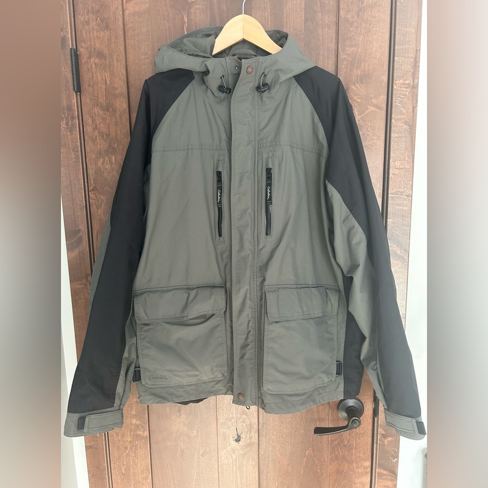 Cabelas Dry Plus Full Zip Jacket Nylon Waterproof Raincoat Mens 2XL Tall Gray